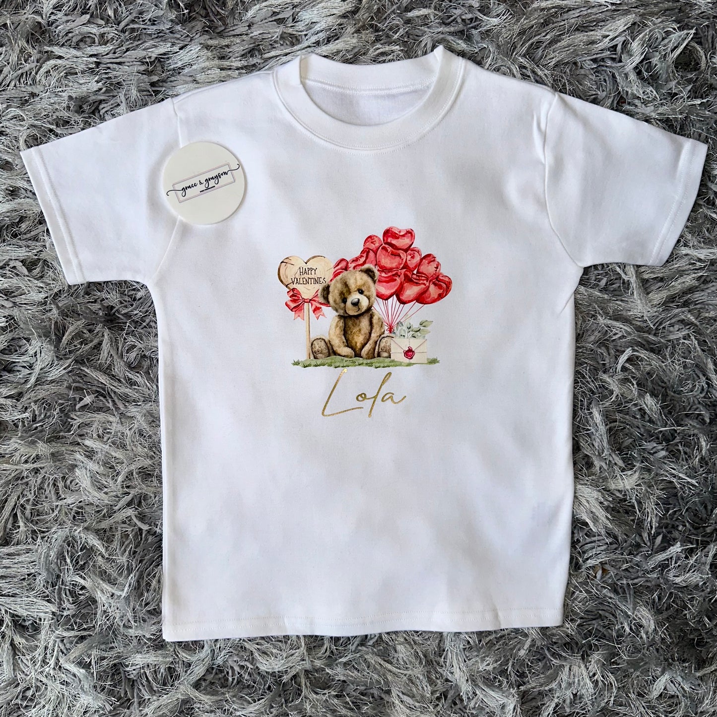 Personalised Happy Valentines Bear T-Shirt