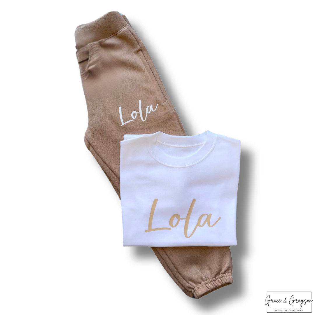 Personalised Warm Taupe T-Shirt & Joggers