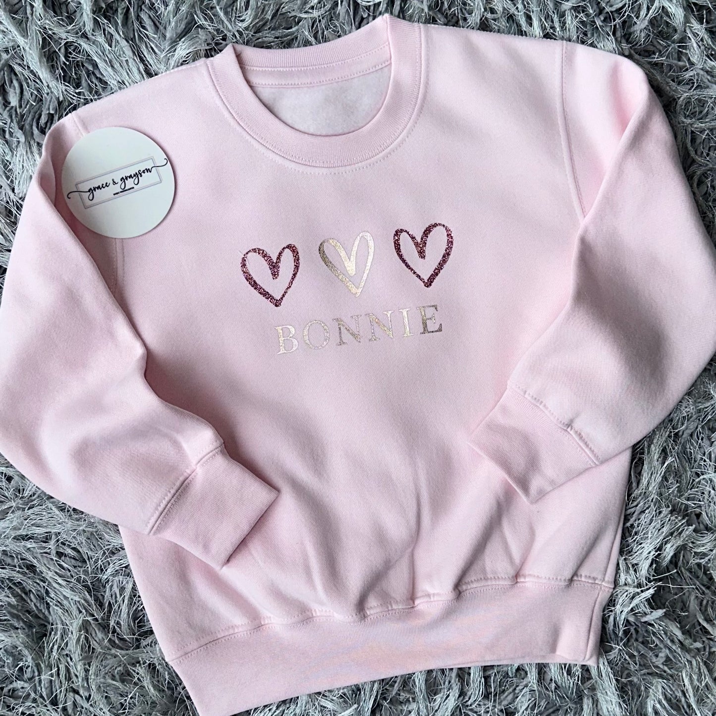 Personalised Pastel Pink Heart Sweatshirt