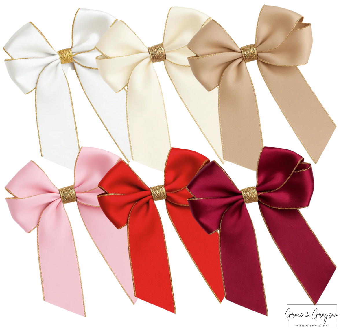 6" Personalised Sparke Satin Hair Bows