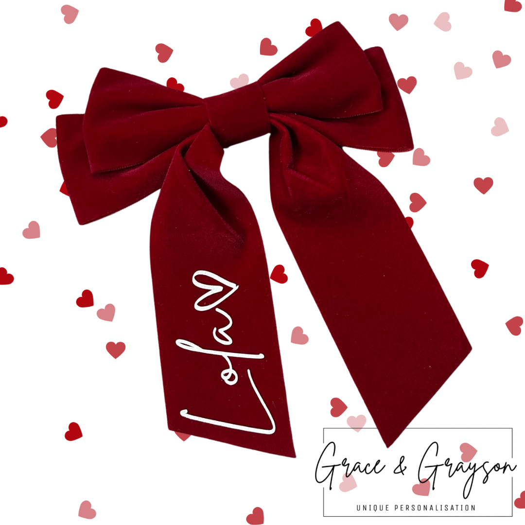 Red Velvet Large Hair Bow