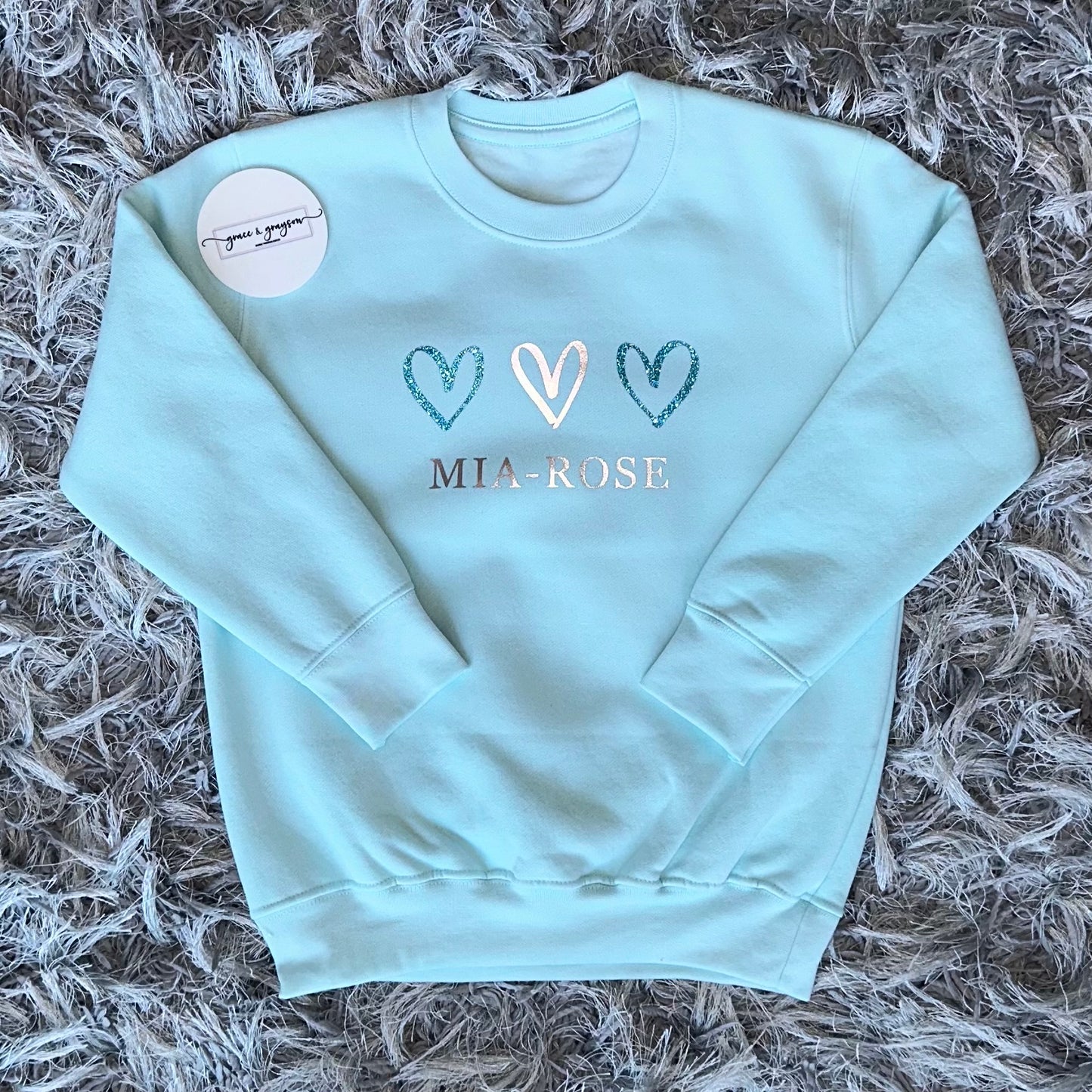 Personalised Pastel Blue Heart Sweatshirt