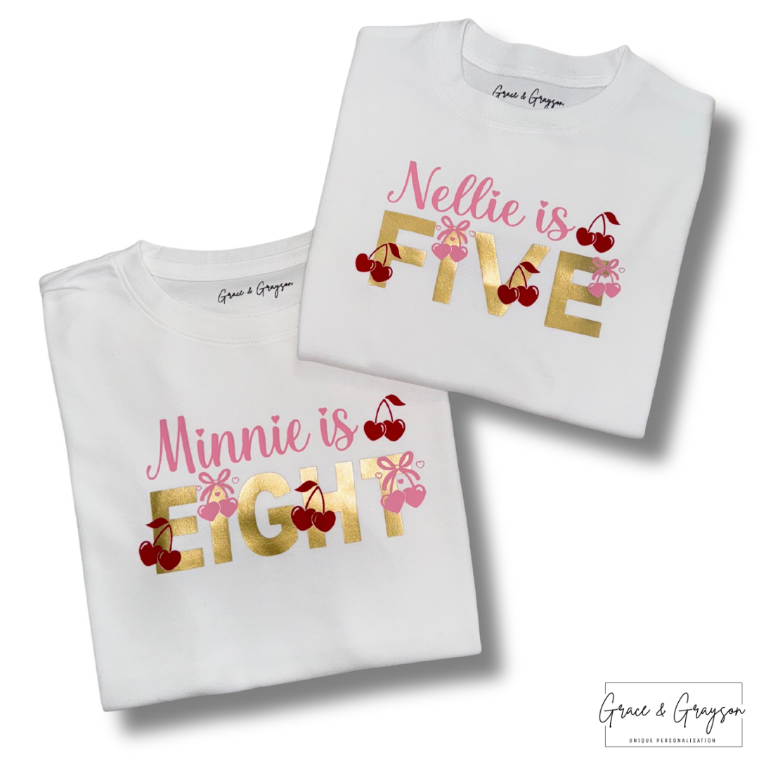 Personalised Cherry Birthday T-Shirt