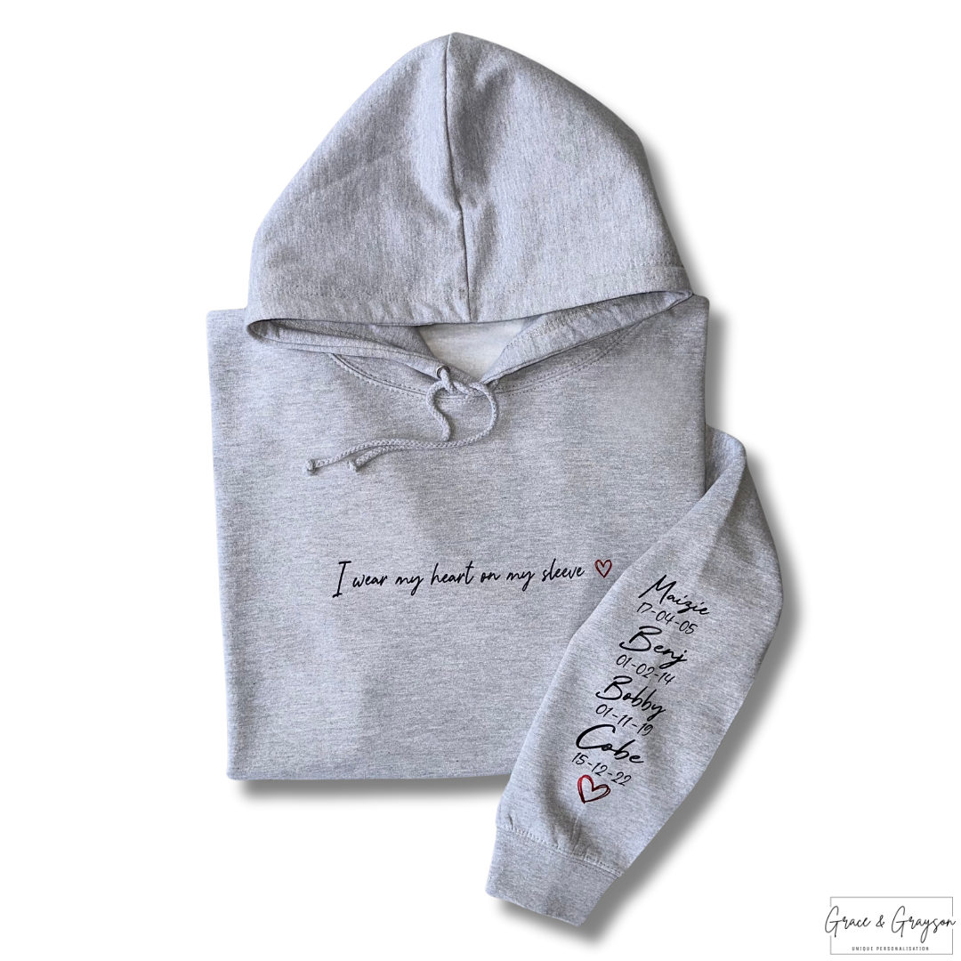 Adults Personalised I Wear My Heart On My Sleeve Sweatshirt