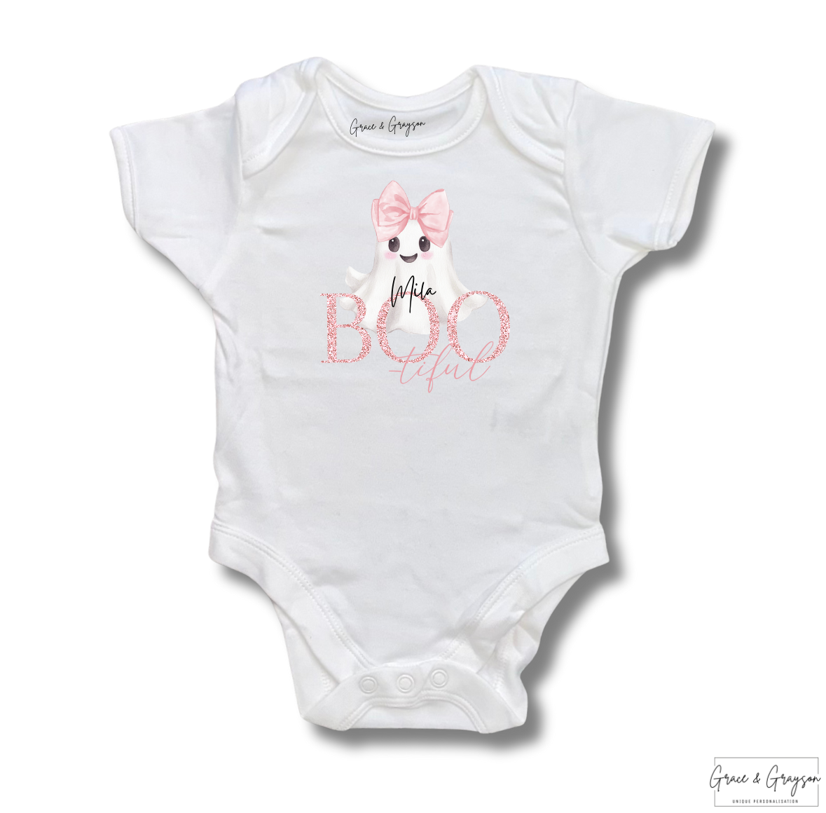 Personalised Halloween Pink BOOtiful Baby Vest