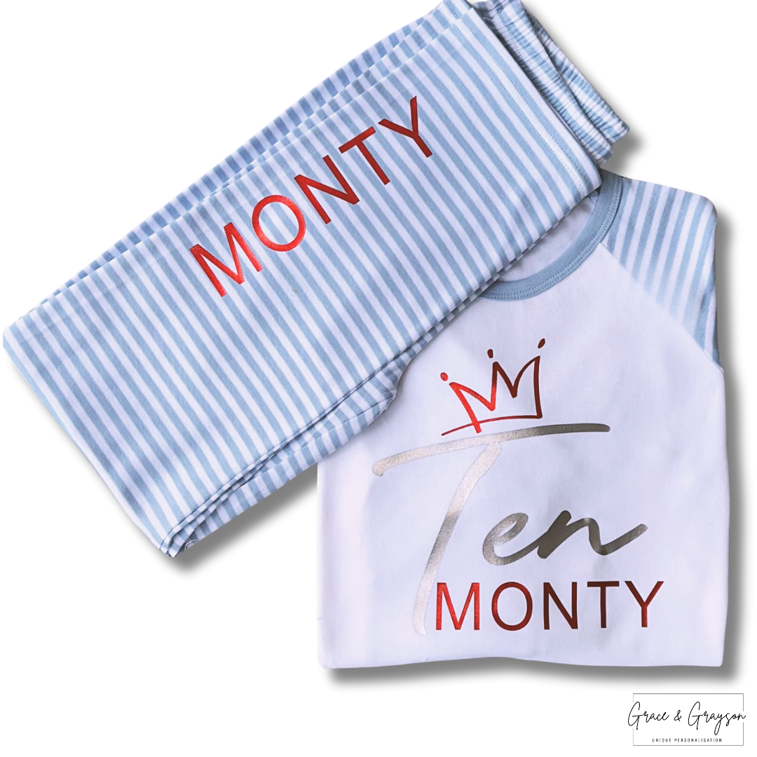 Boys Personalised Birthday Pyjamas