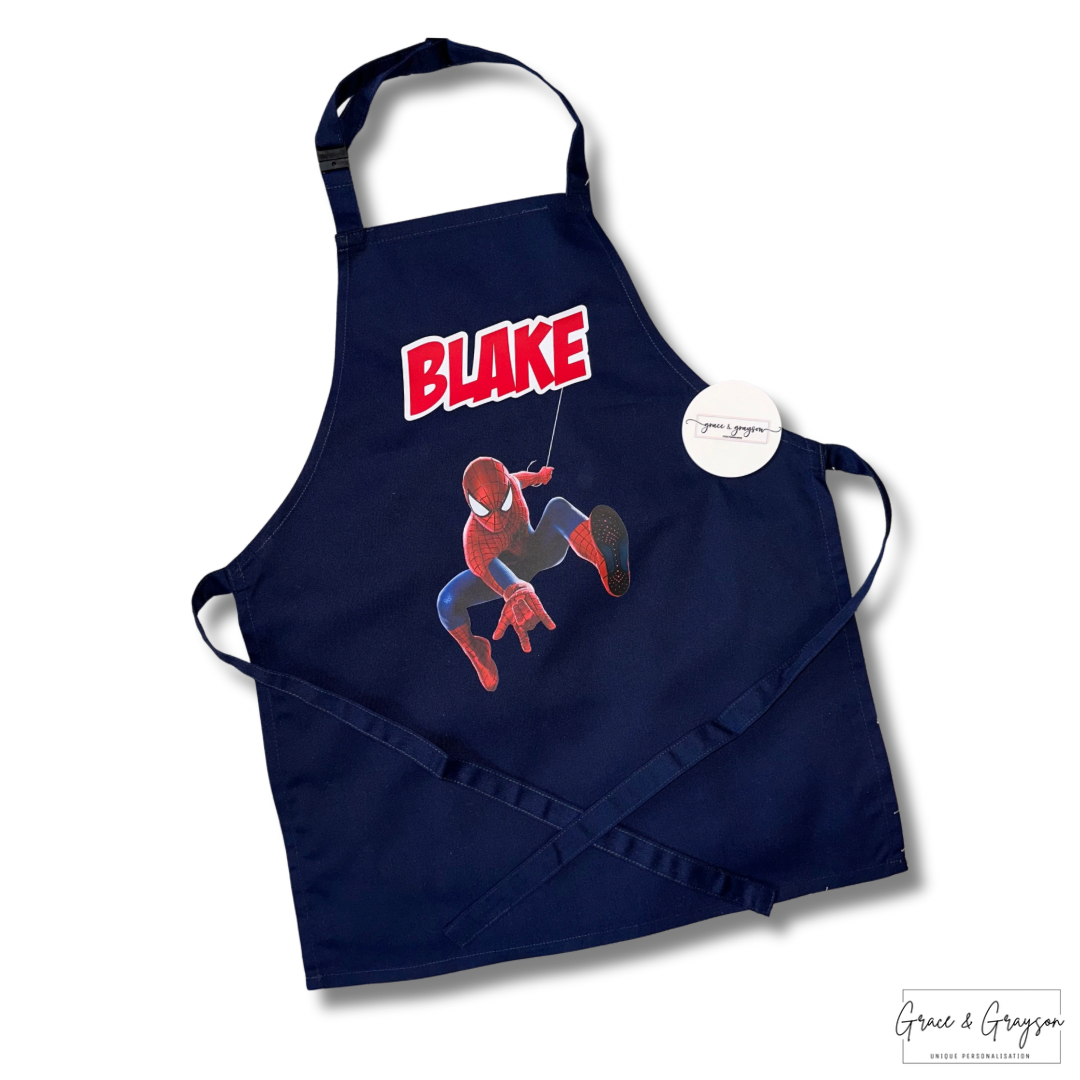 Children’s Personalised Spiderman Navy Apron