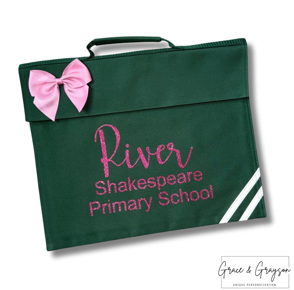 Kids Personalised Name, School & Year Bow Book Bag