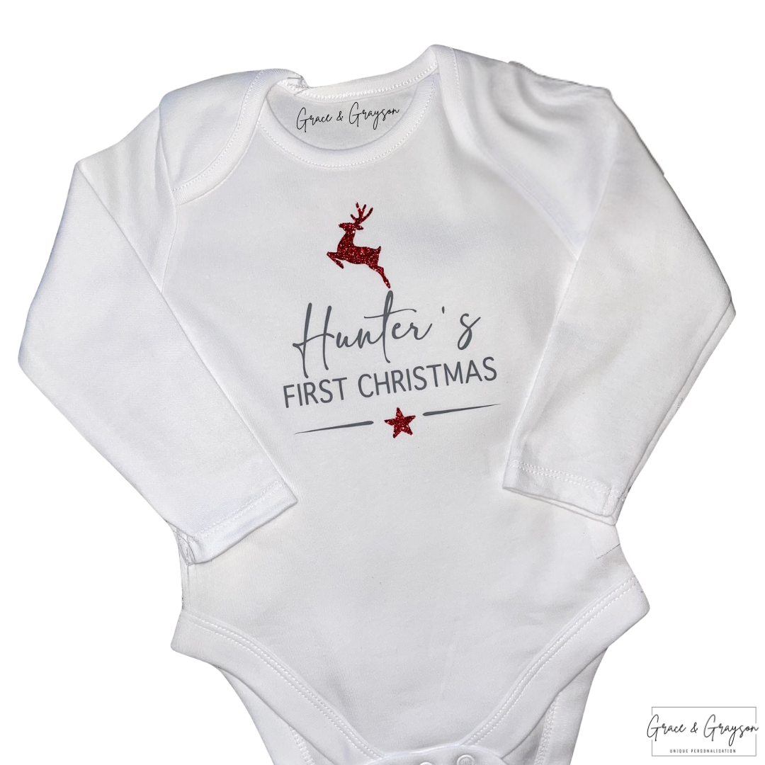 Personalised First Christmas Baby Vest