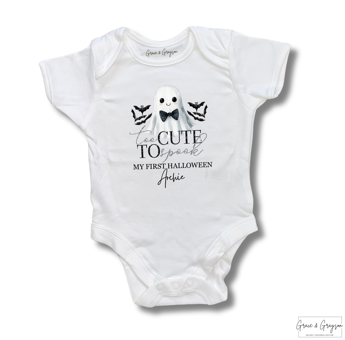 Personalised Halloween Too Cute To Spook Baby Vest