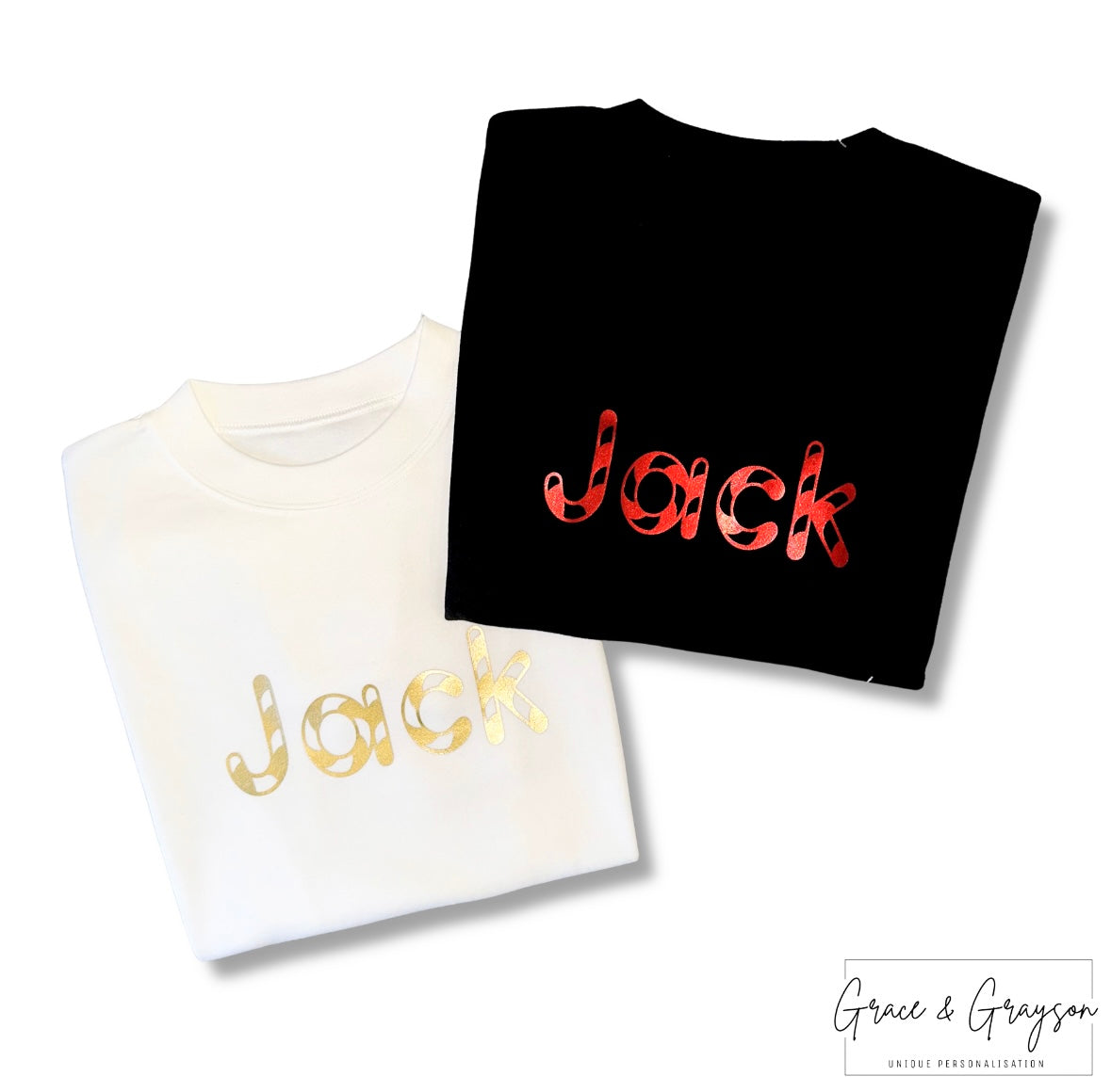 Personalised Christmas Candy Cane Name T-Shirt