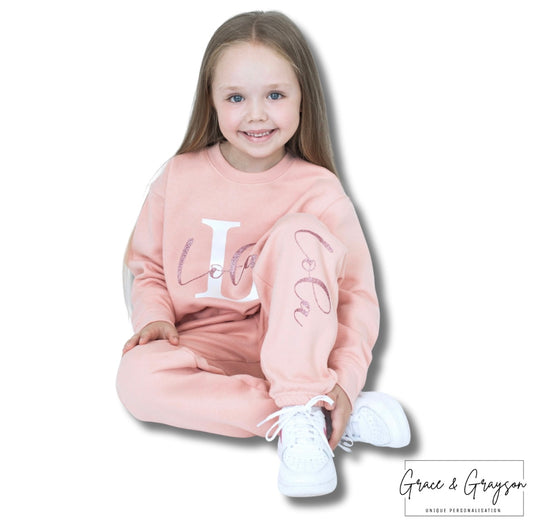 Personalised Dusty Pink Name & Initial Tracksuit