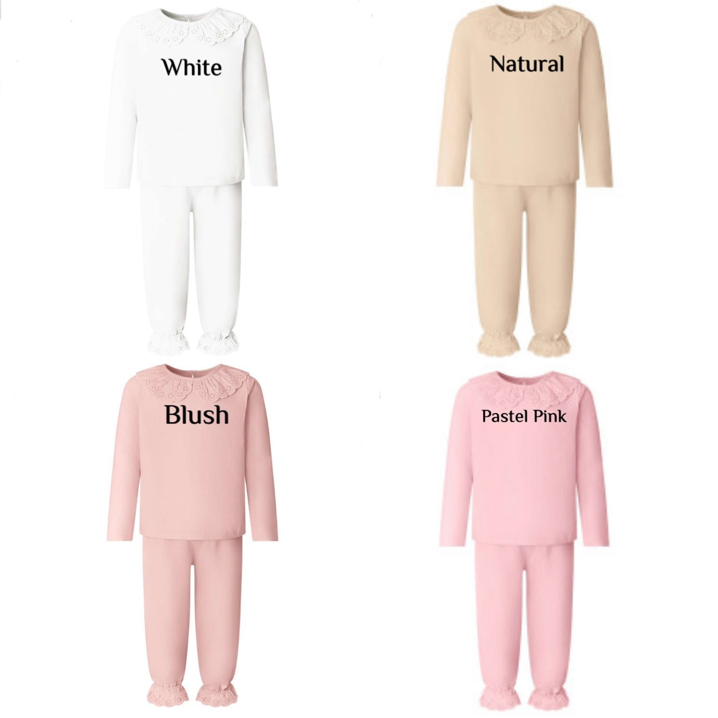 Girls Frill Pyjamas Colour Guide Grace & Grayson