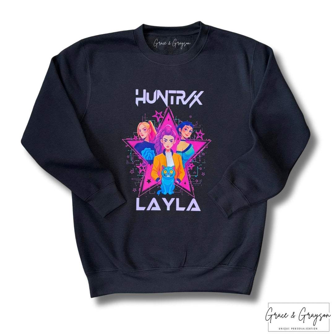 Girls Personalised Huntrix K-Pop Demon Hunters Sweatshirt
