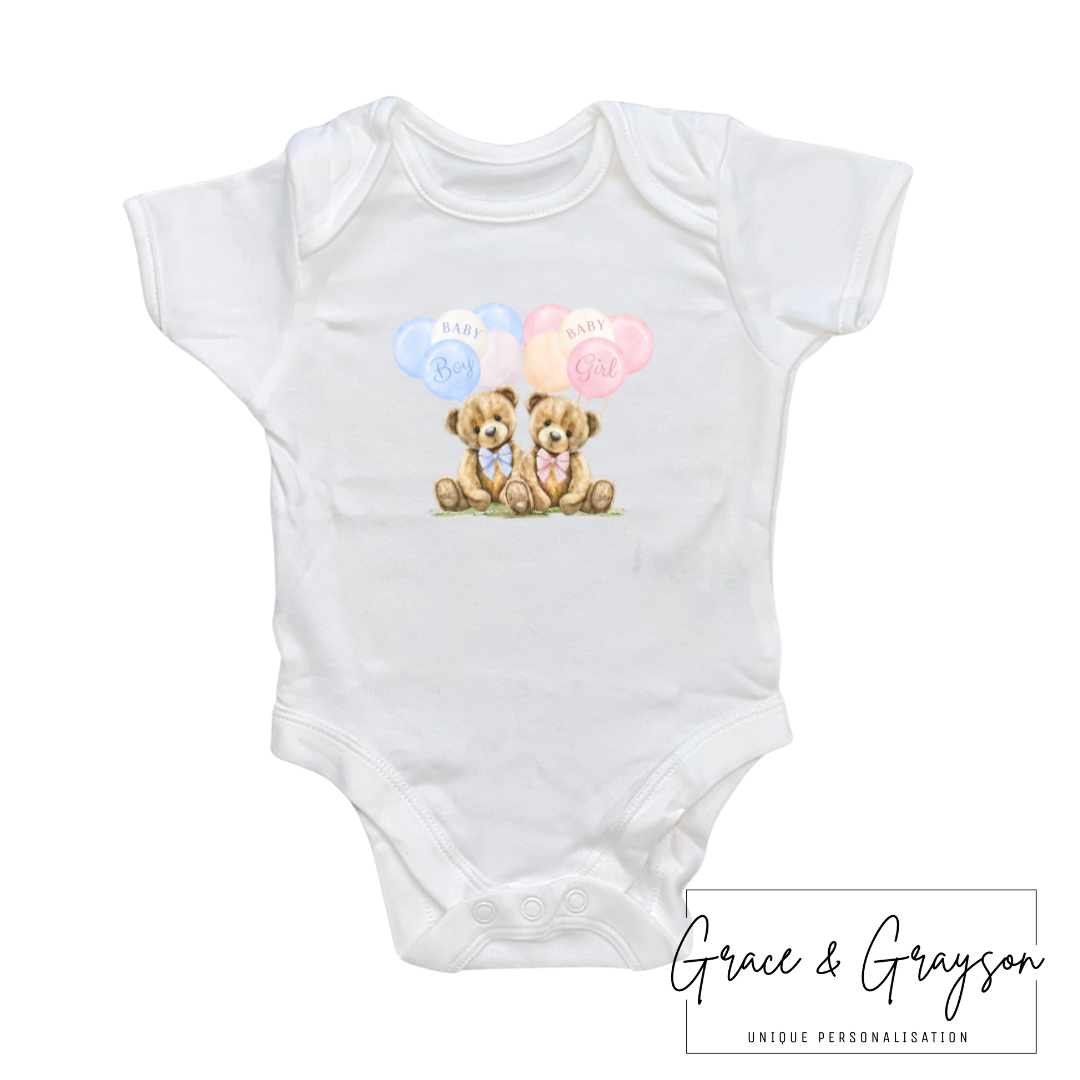 Baby Boy Or Baby Girl Bear Announcement Baby Vest