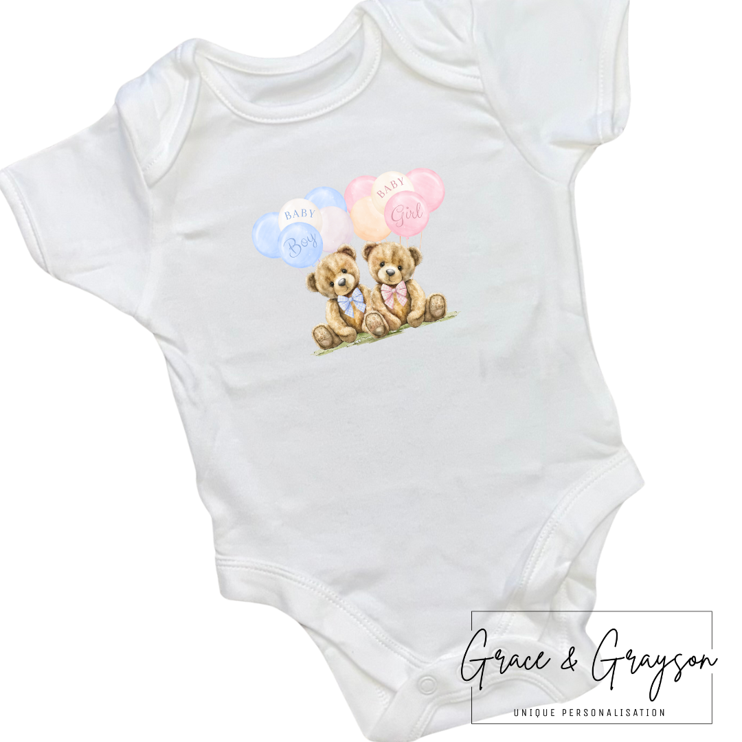 Baby Boy Or Baby Girl Bear Announcement Baby Vest