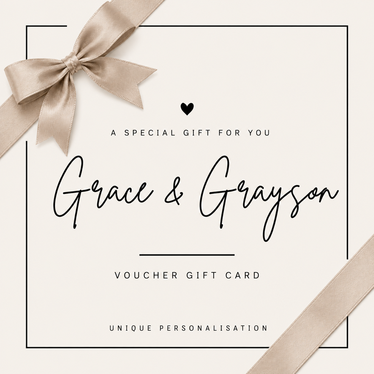 Grace & Grayson personalised gift voucher card