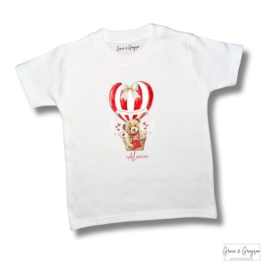 Personalised Happy Valentine Hot Air Balloon T-Shirt