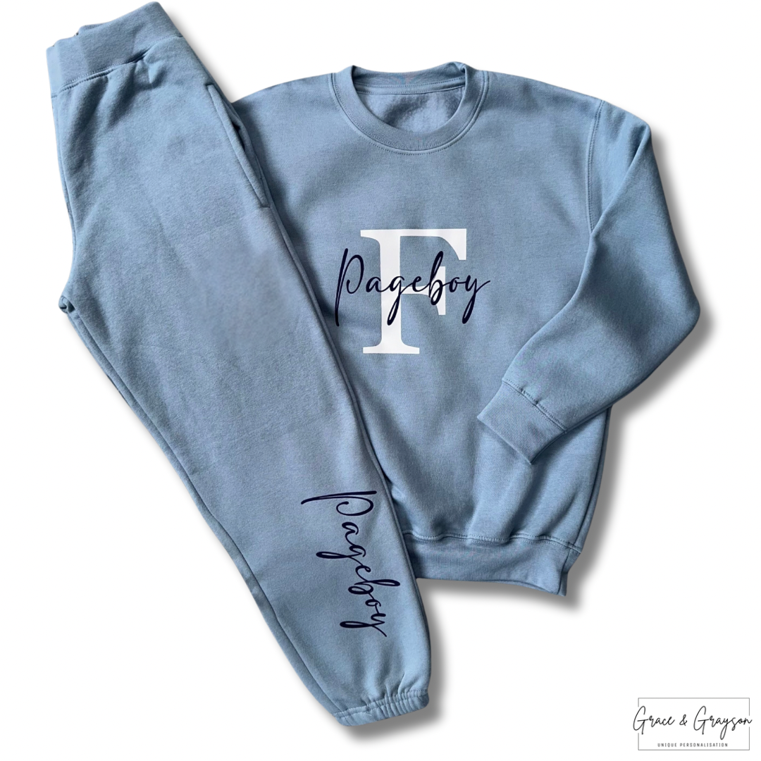 Personalised Dusty Blue Pageboy/Flowergirl Tracksuit