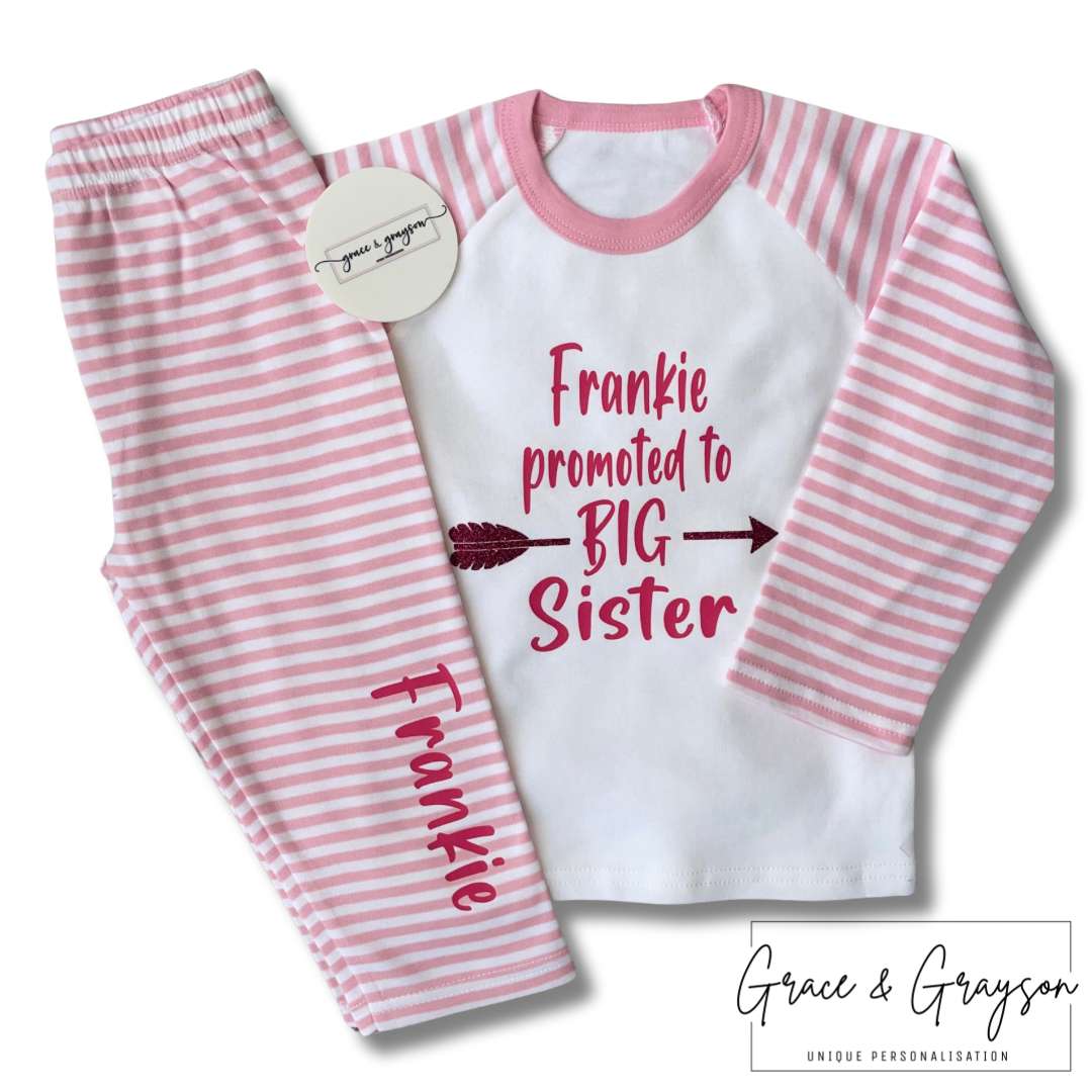 Promoted to big sister pyjamas Grace Grayson Personalised