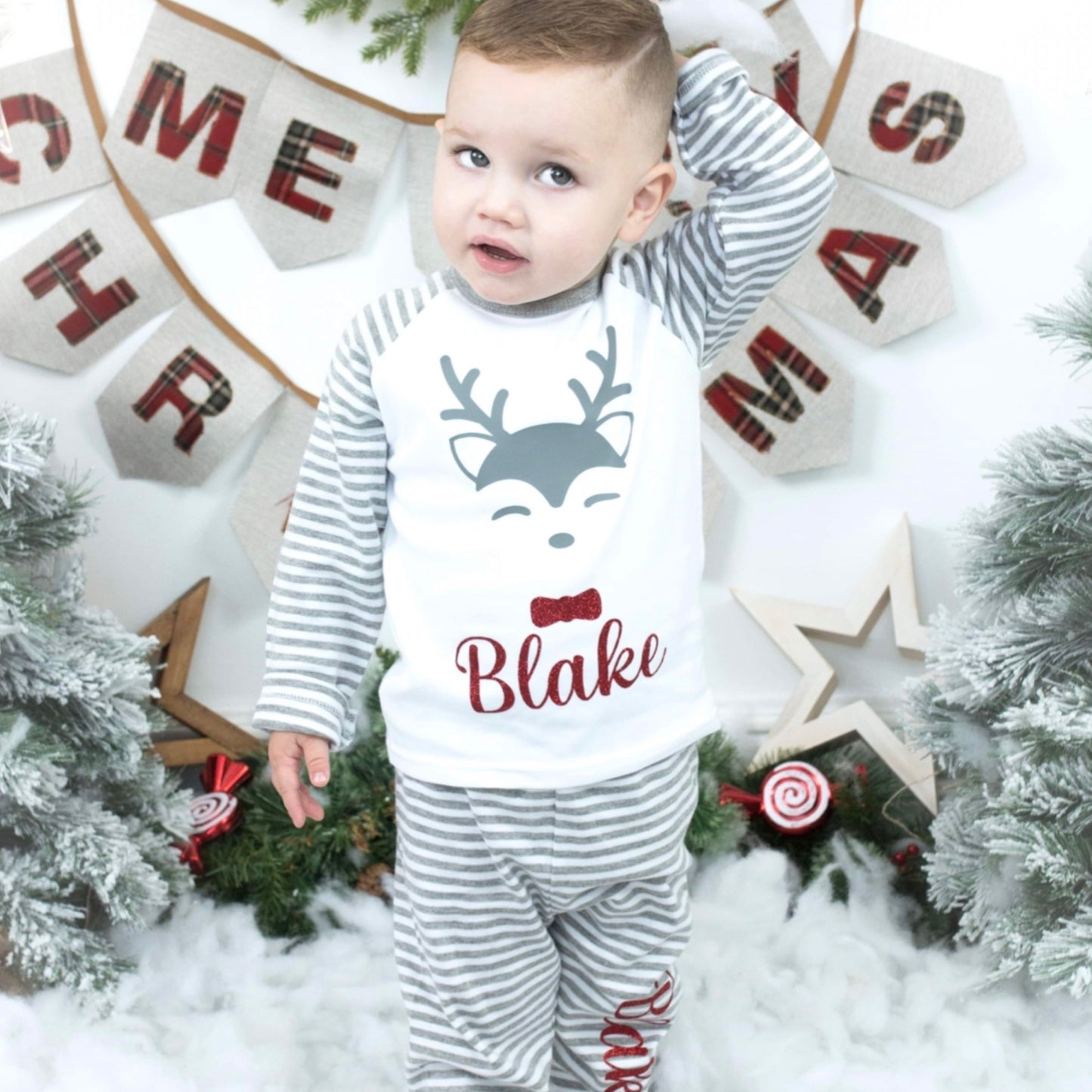 Personalised Christmas Reindeer Pyjamas
