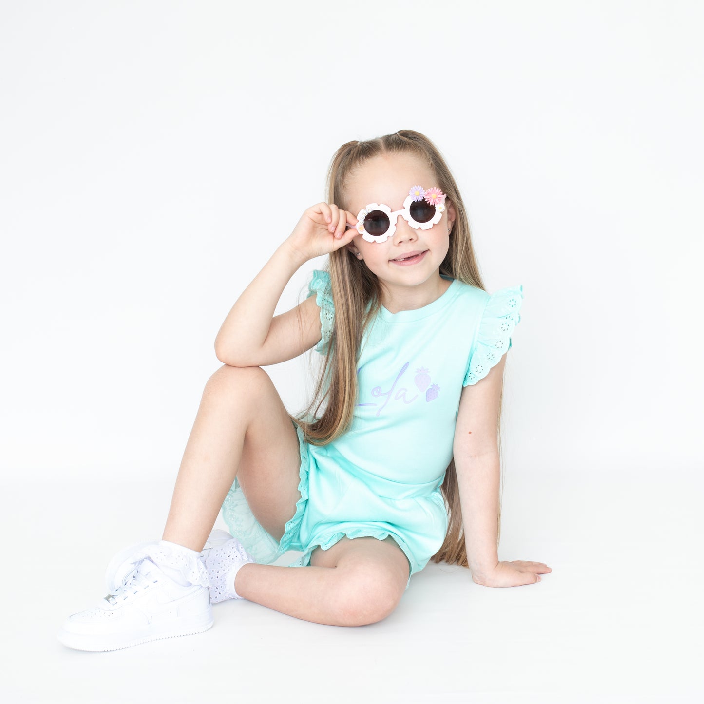 Strawberry Broderie Frill Shorts & T-Shirt Set