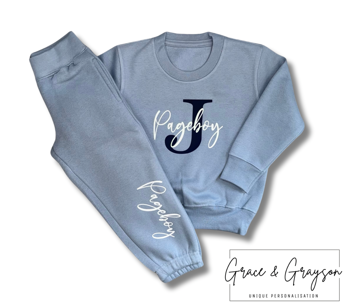 Personalised Dusty Blue Pageboy/Flowergirl Tracksuit