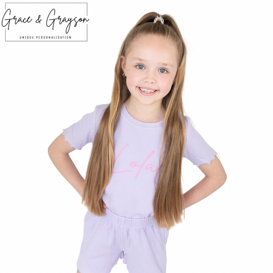 Lilac Rib Shorts & T-Shirt Set