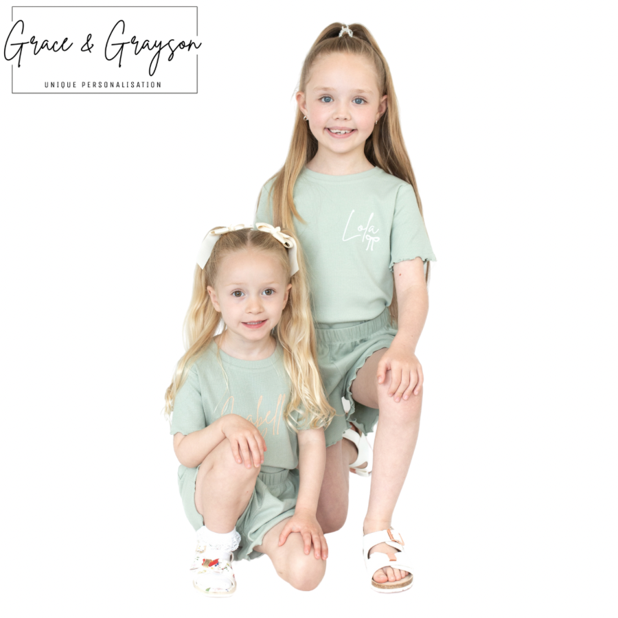 Sage Green Rib Shorts & T-Shirt Set