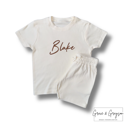 Personalised Oat Shorts & T-Shirt Set