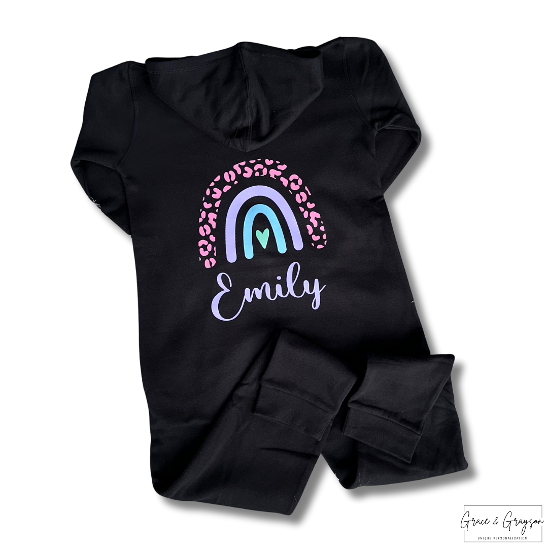 Kids Personalised Black Onesie