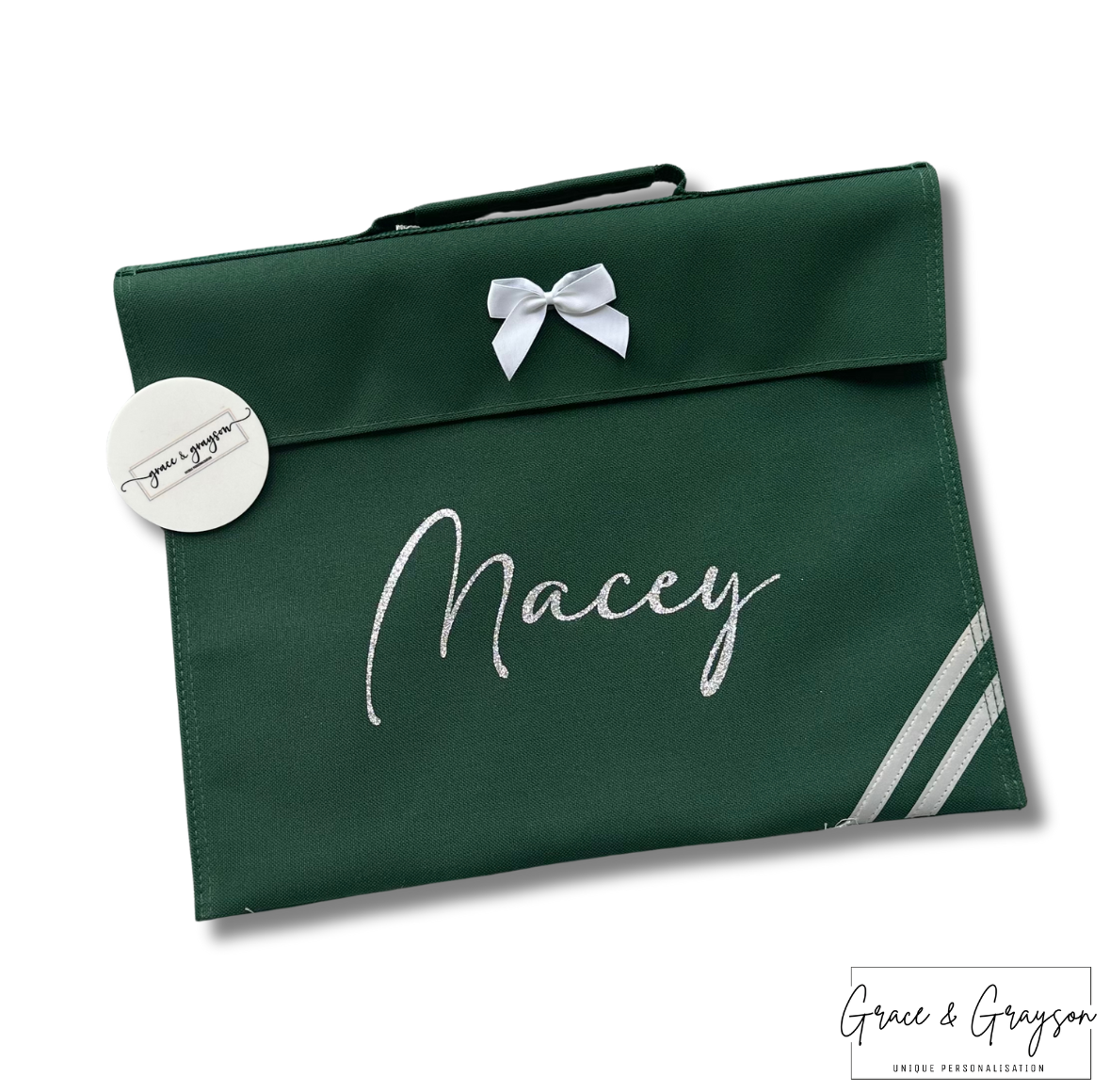 Kids_Personalised_Green_Bow_Book_Bag