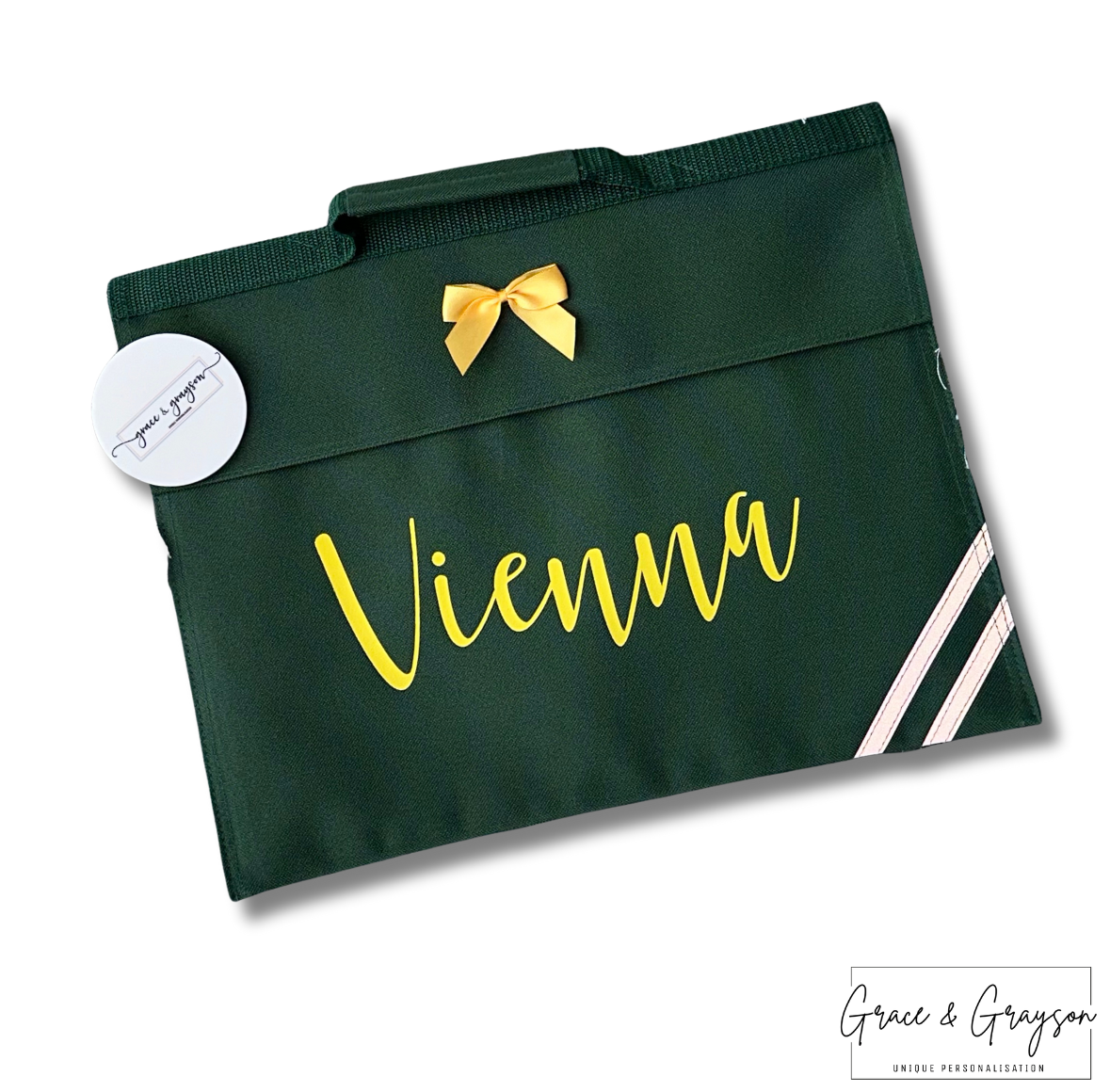 Kids_Personalised_Green_Yellow_Bow_Book_Bag