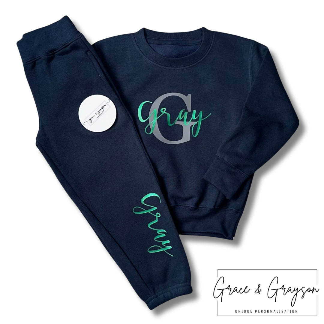 Kids Personalised Navy Name & Initial Tracksuit