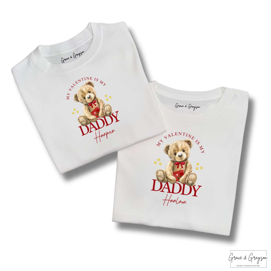 Personalised My Valentine Is My Daddy T-Shirt