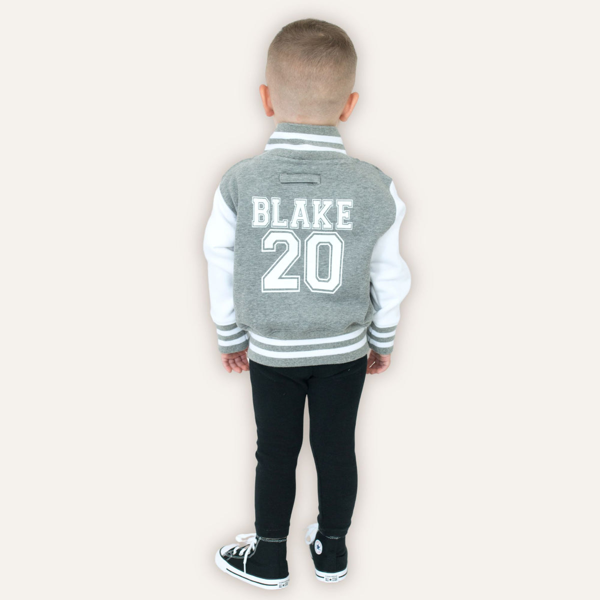 Personalised name and number varsity jacket for kids