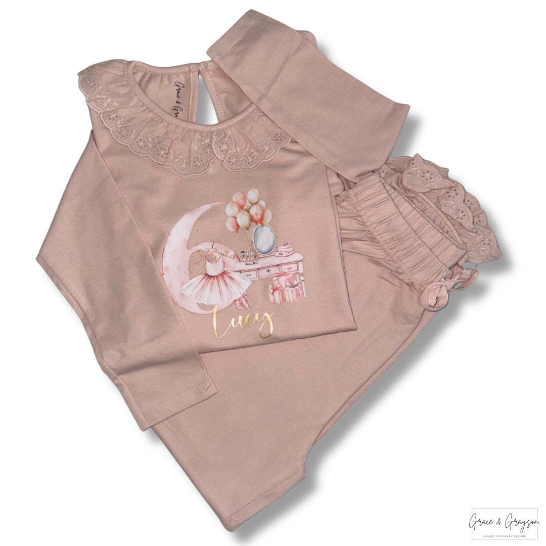 Personalised Ballerinas Dream Frill Birthday Pyjamas