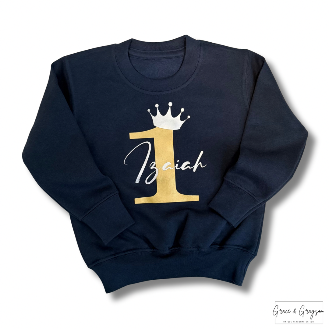 Personalised Birthday Number Navy Sweatshirt