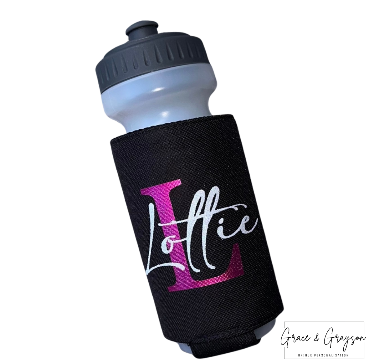 Personalised Black Name & Initial Water Bottle