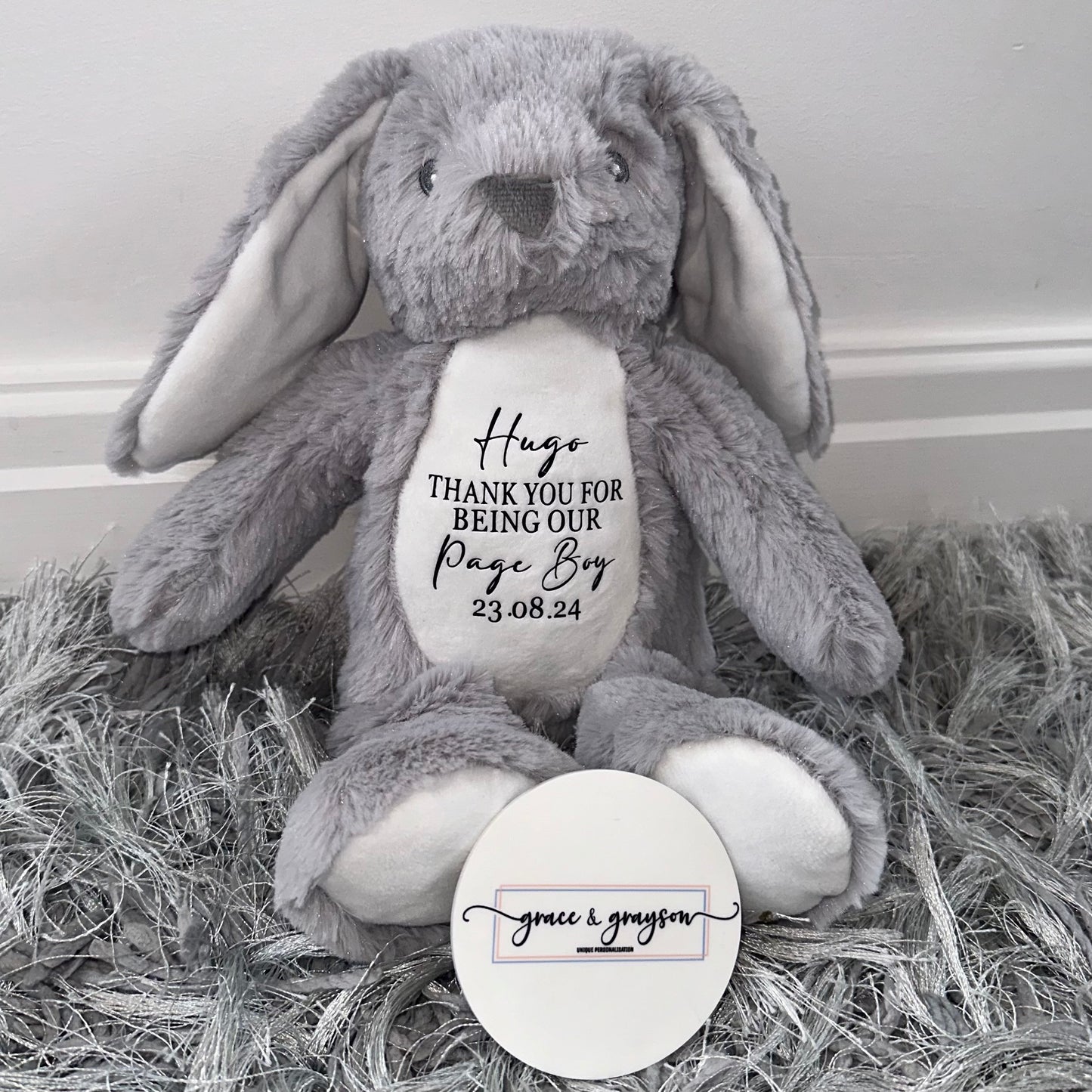 Personalised Grey Page Boy Teddy