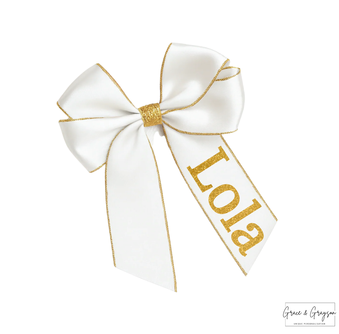 Personalised Satin Sparkle 6" Hair Bow Clips