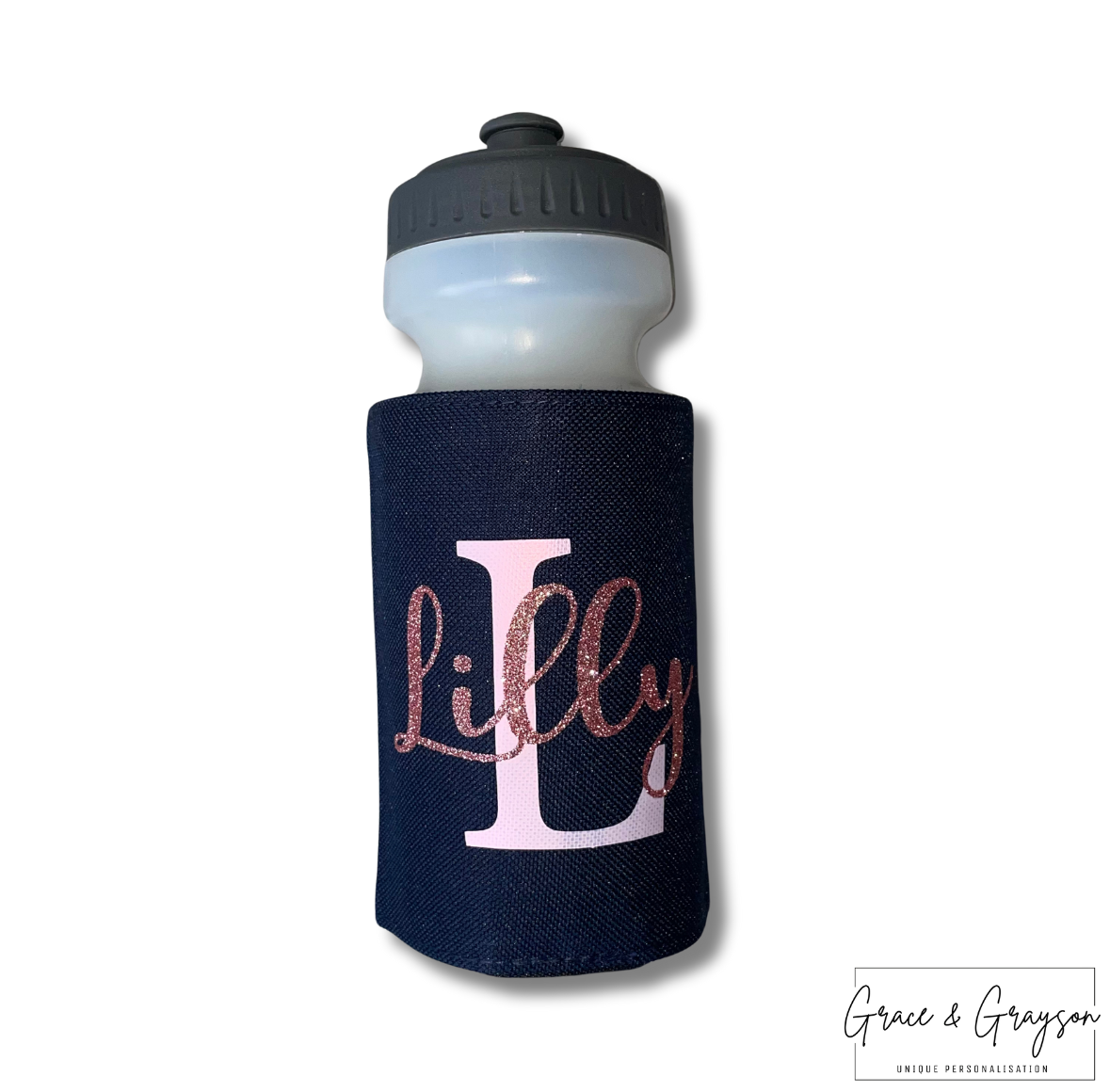 Personalised Navy Name & Initial Water Bottle