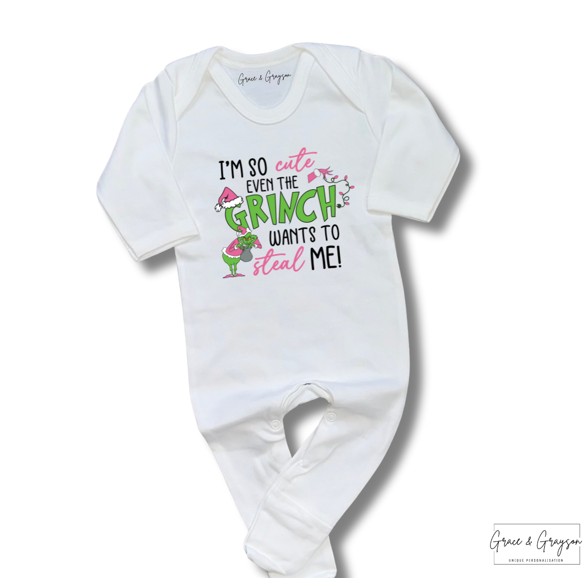 Pink Im So Cute Even The Grinch Wants To Steal Me Baby Grow