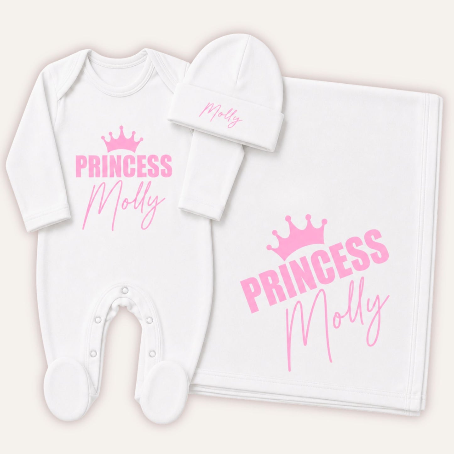 Personalised Princess Baby Grow Gift Set