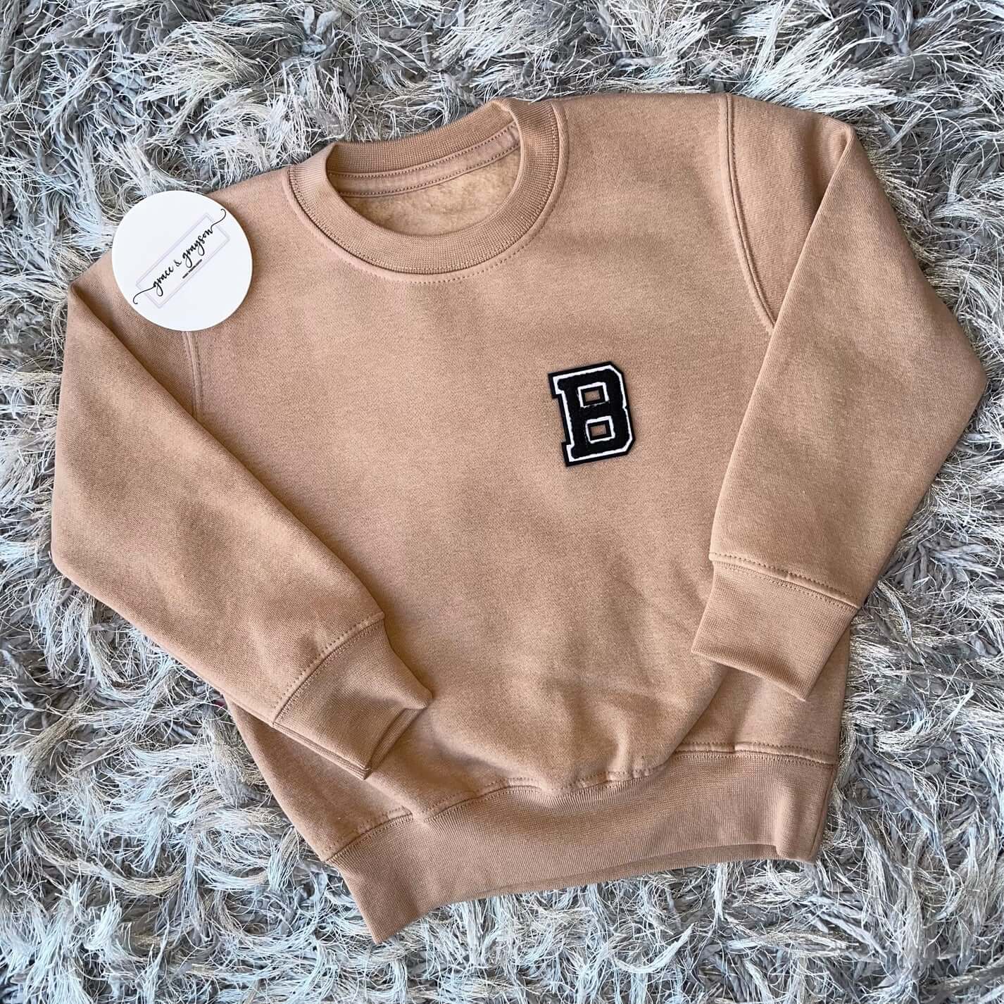 Warm Taupe Chenille Initial Sweatshirt