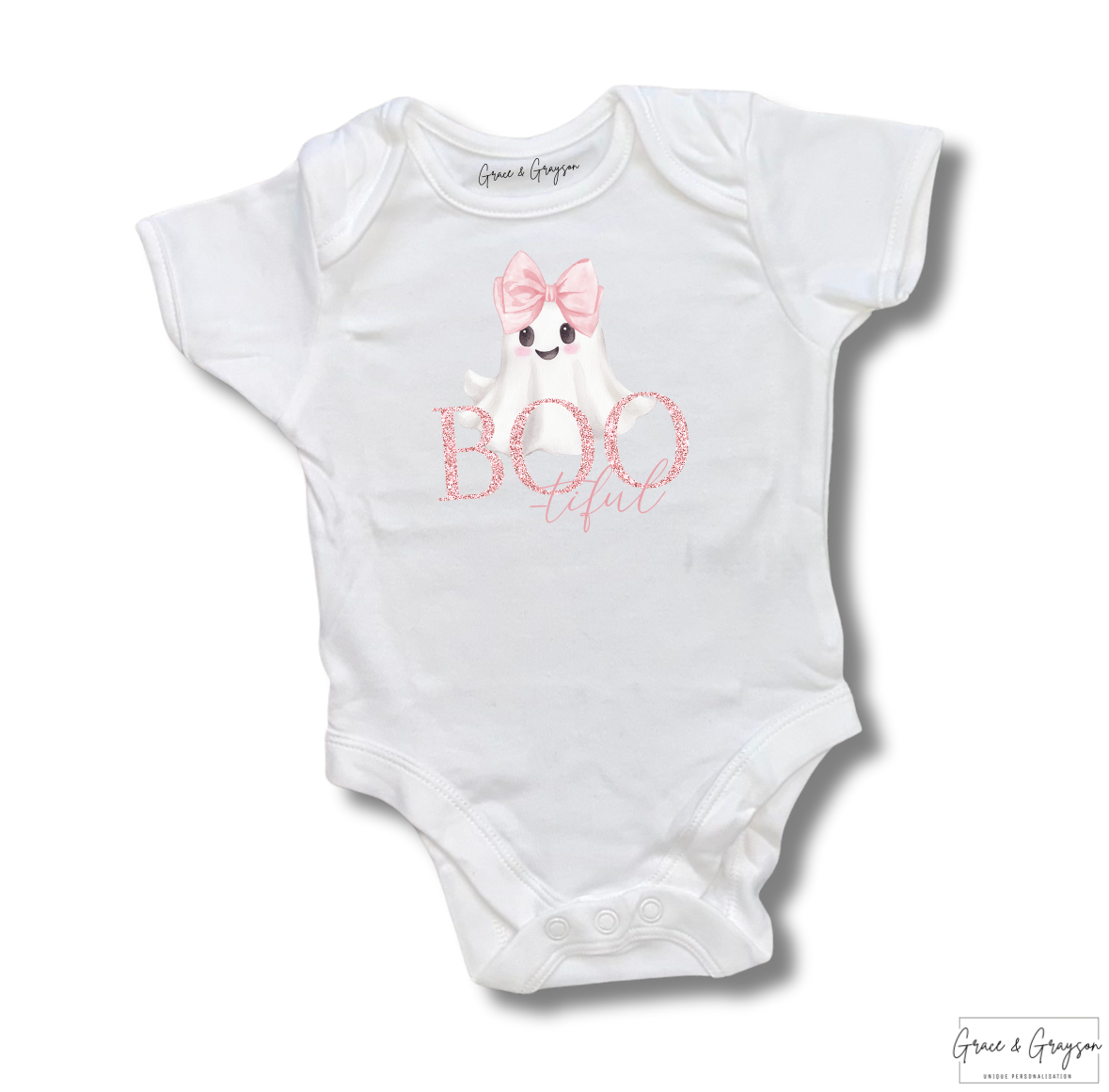 Personalised Halloween Pink BOOtiful Baby Vest