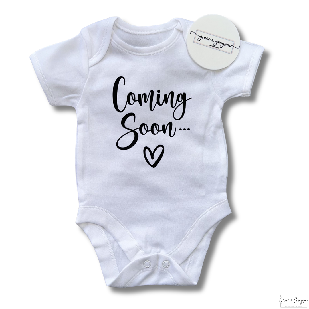 Coming Soon Announcement Baby Vest