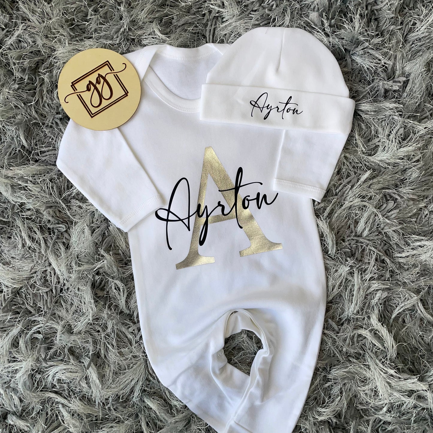 Personalised Name & Initial Baby Grow Set