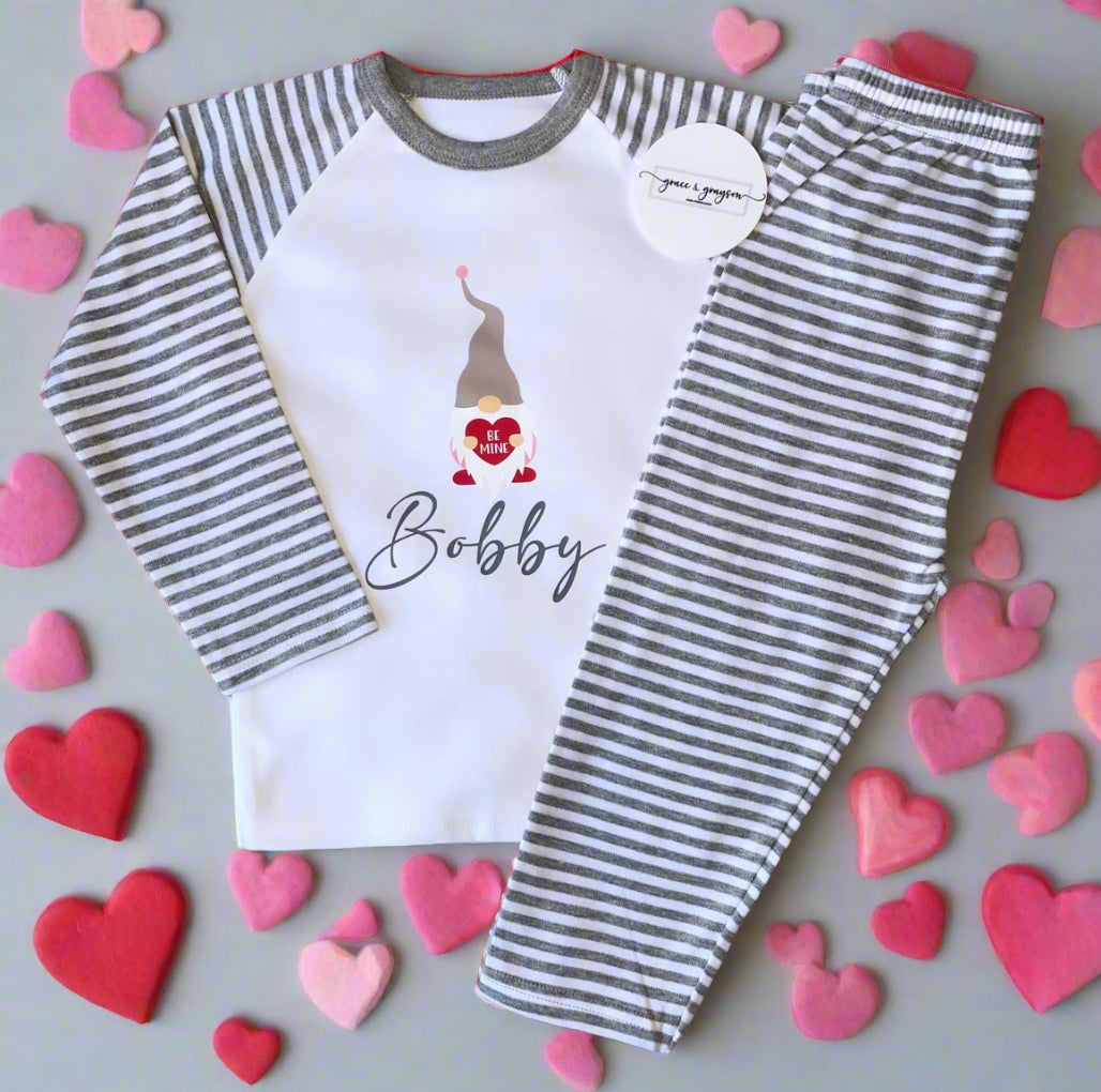 Personalised Be Mine Valentine Gnome Pyjamas