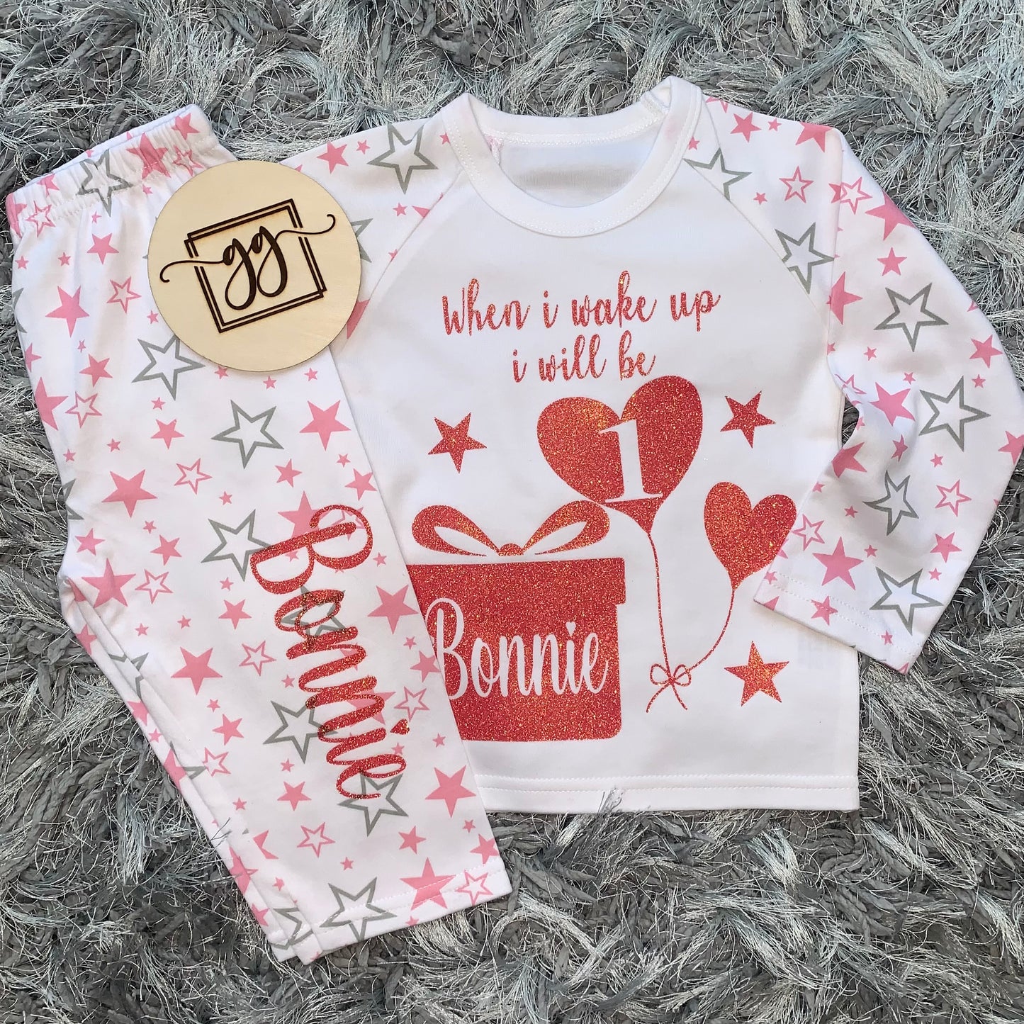 Girls Personalised Birthday Balloon Pyjamas